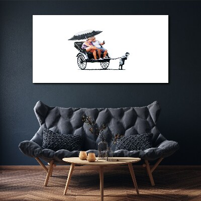 Rickshaw banksy white Canvas print