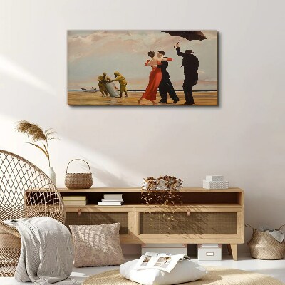 Romantic walk on the beach Print on canvas