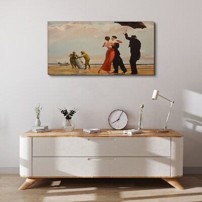 Romantic walk on the beach Print on canvas