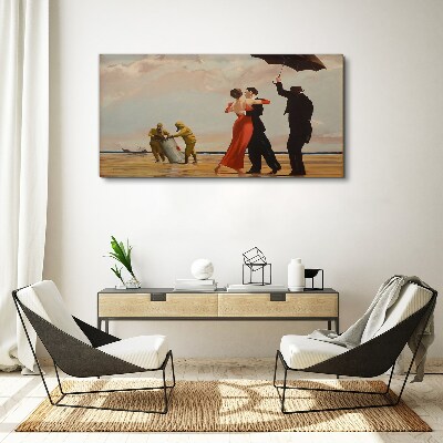 Romantic walk on the beach Print on canvas