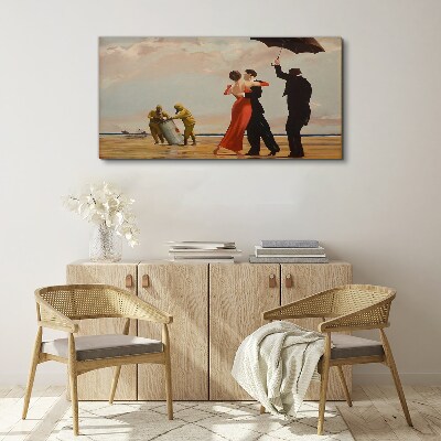 Romantic walk on the beach Print on canvas