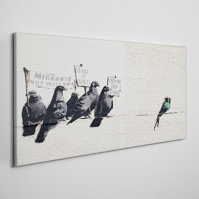 Protesters birds banksy Canvas print