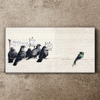 Protesters birds banksy Canvas print