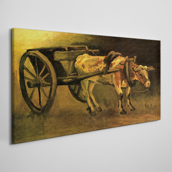 Ox at the cart Canvas wall art