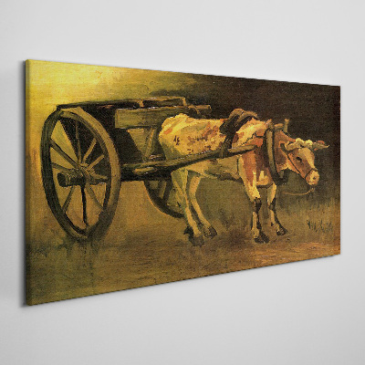 Ox at the cart Canvas wall art
