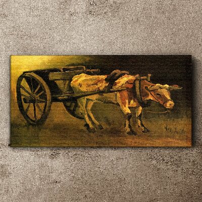 Ox at the cart Canvas wall art