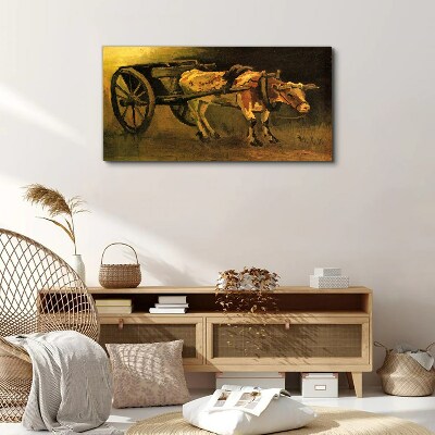 Ox at the cart Canvas wall art