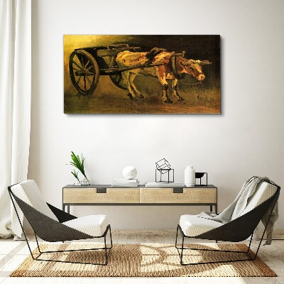 Ox at the cart Canvas wall art