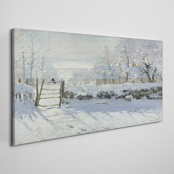 Winter landscape with a gate Print on canvas