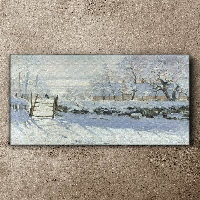 Winter landscape with a gate Print on canvas