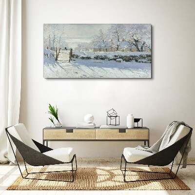 Winter landscape with a gate Print on canvas