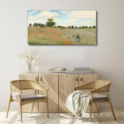 Fields of poppies in the summer sun Print on canvas