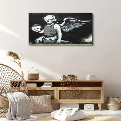 Angel with a skull in the background of graffiti Print on canvas