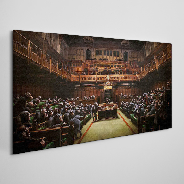 Assembly of monkeys in parliament Canvas wall art