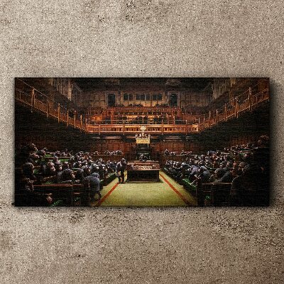 Assembly of monkeys in parliament Canvas wall art