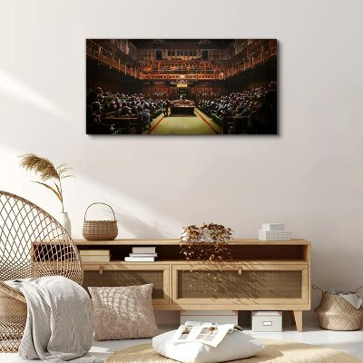 Assembly of monkeys in parliament Canvas wall art