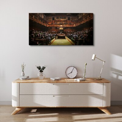 Assembly of monkeys in parliament Canvas wall art