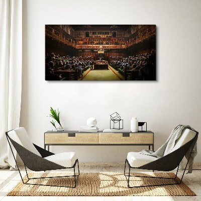 Assembly of monkeys in parliament Canvas wall art