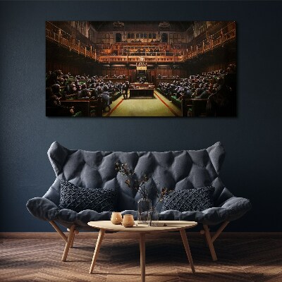 Assembly of monkeys in parliament Canvas wall art