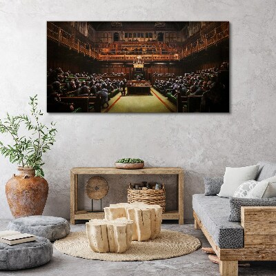Assembly of monkeys in parliament Canvas wall art