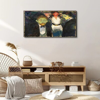 Green faces in the night landscape Canvas wall art