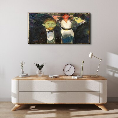 Green faces in the night landscape Canvas wall art