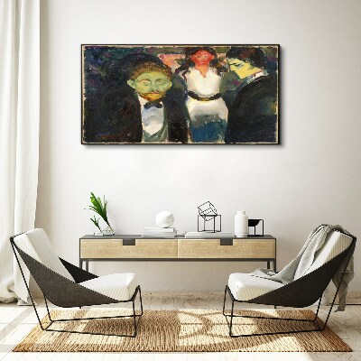 Green faces in the night landscape Canvas wall art