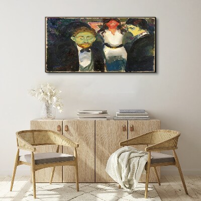 Green faces in the night landscape Canvas wall art