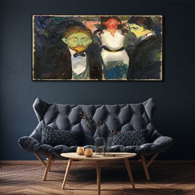 Green faces in the night landscape Canvas wall art