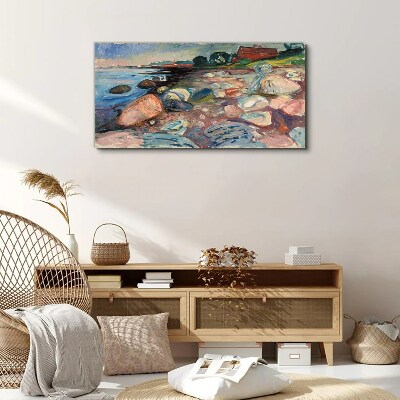 Seaside landscape with stones Canvas wall art
