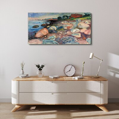 Seaside landscape with stones Canvas wall art