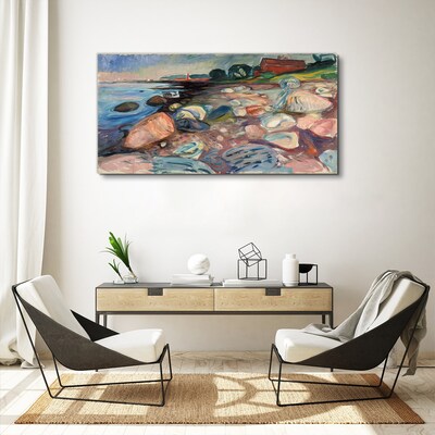 Seaside landscape with stones Canvas wall art