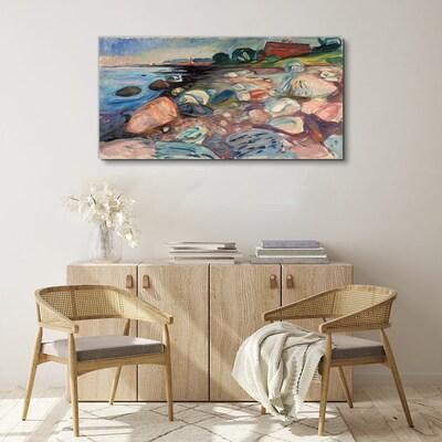 Seaside landscape with stones Canvas wall art
