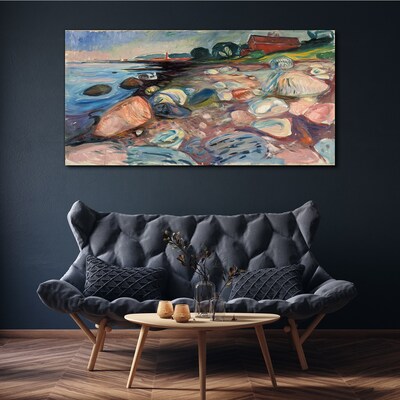 Seaside landscape with stones Canvas wall art