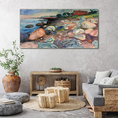 Seaside landscape with stones Canvas wall art