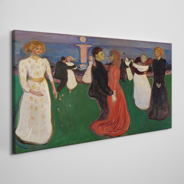 Dancing figures on a green background Canvas wall art