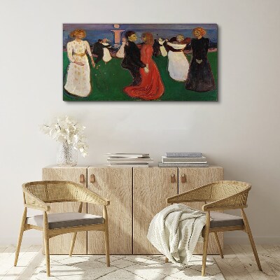 Dancing figures on a green background Canvas wall art
