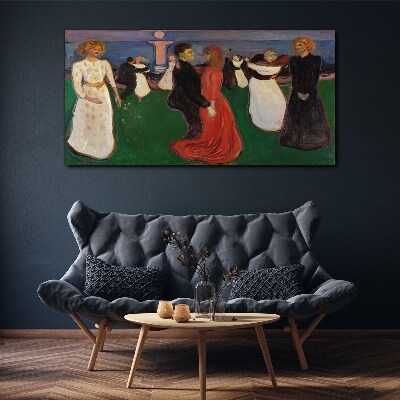 Dancing figures on a green background Canvas wall art