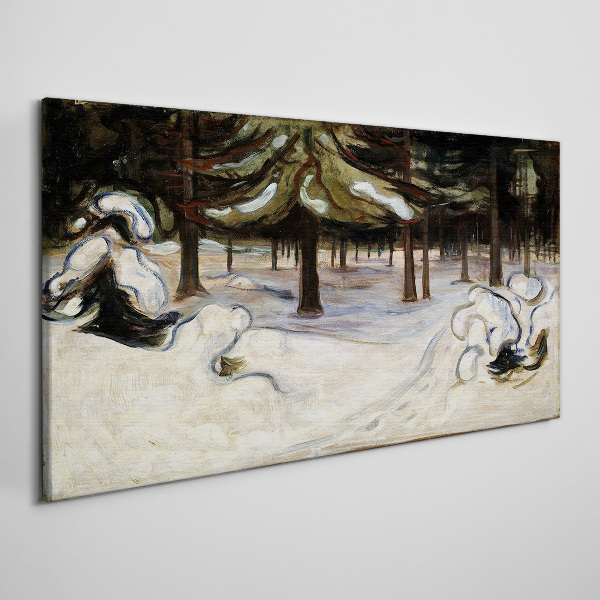 Winter landscape with trees Canvas wall art