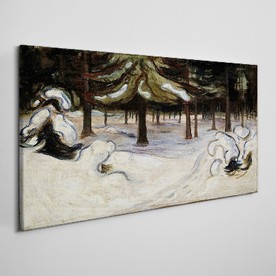 Winter landscape with trees Canvas wall art