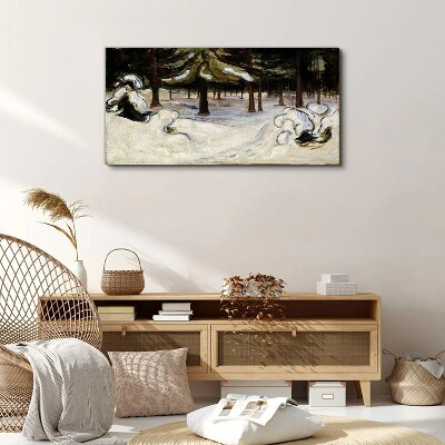 Winter landscape with trees Canvas wall art