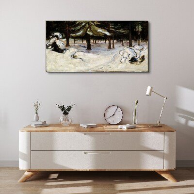 Winter landscape with trees Canvas wall art