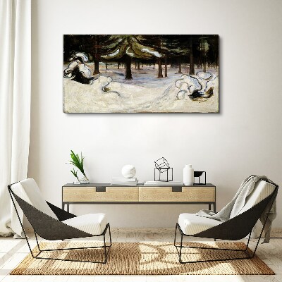 Winter landscape with trees Canvas wall art