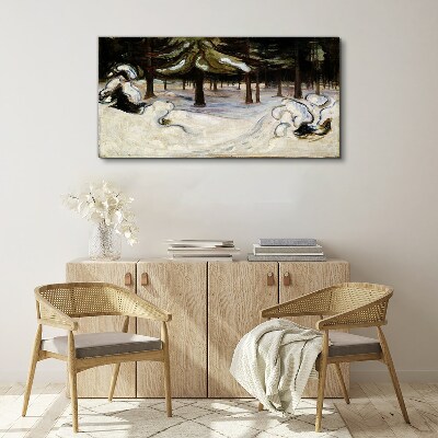 Winter landscape with trees Canvas wall art