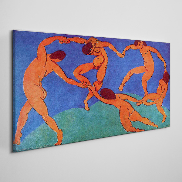 Dancing figures on a blue background Canvas wall art