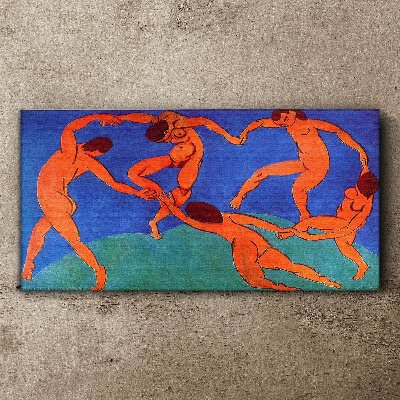 Dancing figures on a blue background Canvas wall art