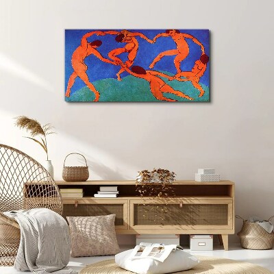 Dancing figures on a blue background Canvas wall art