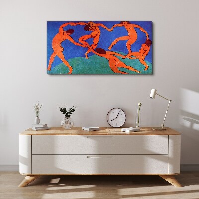 Dancing figures on a blue background Canvas wall art