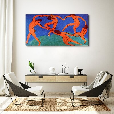 Dancing figures on a blue background Canvas wall art