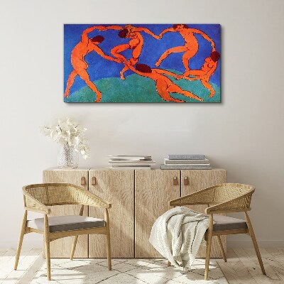 Dancing figures on a blue background Canvas wall art